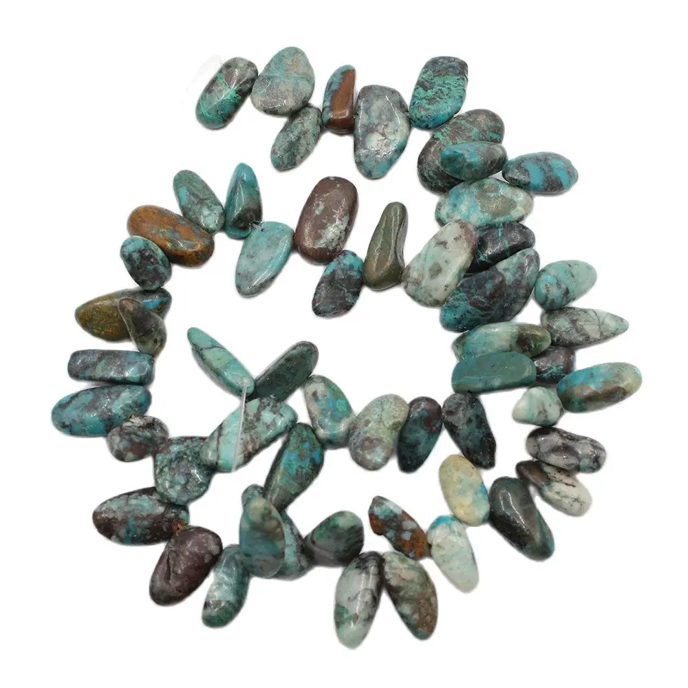 

APDGG Natural Chrysocolla Polished Top-drilled Freeform Nugget Loose Beads 15.5" Strand Jewelry Making DIY
