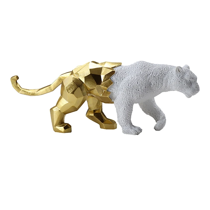 

Статуя гепарда из смолы, современная абстрактная Геометрическая стильная фигурка животного, настольные украшения для дома и офиса, Декорат...