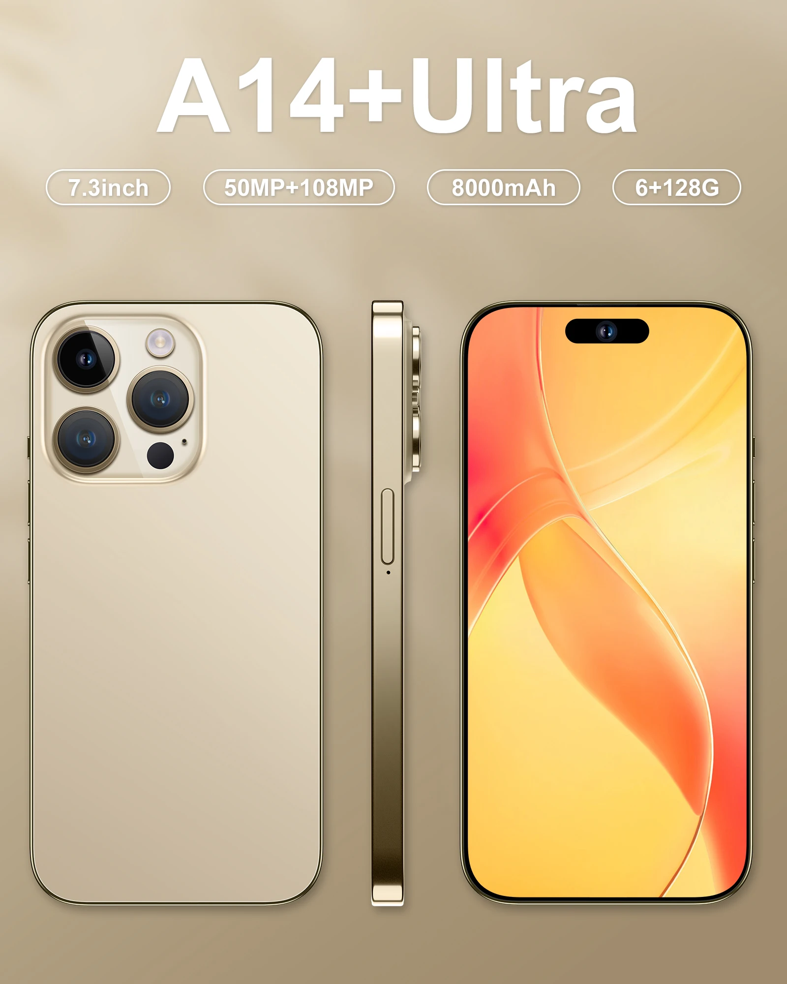 

Смартфон A14, тройная камера 128 МП, 108 мАч, две Sim-карты