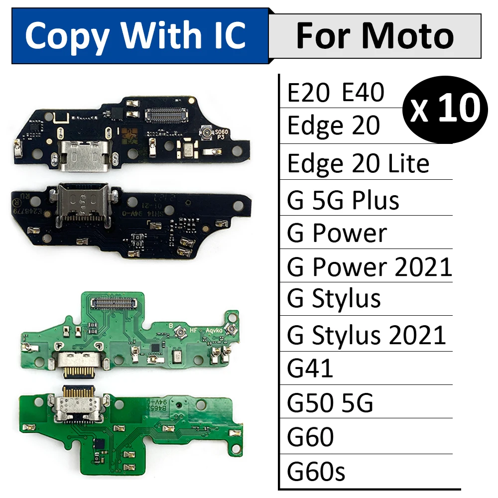 

10 шт., USB-разъем для гибкого кабеля для Moto E20 E40 G41 G60 G60S G50