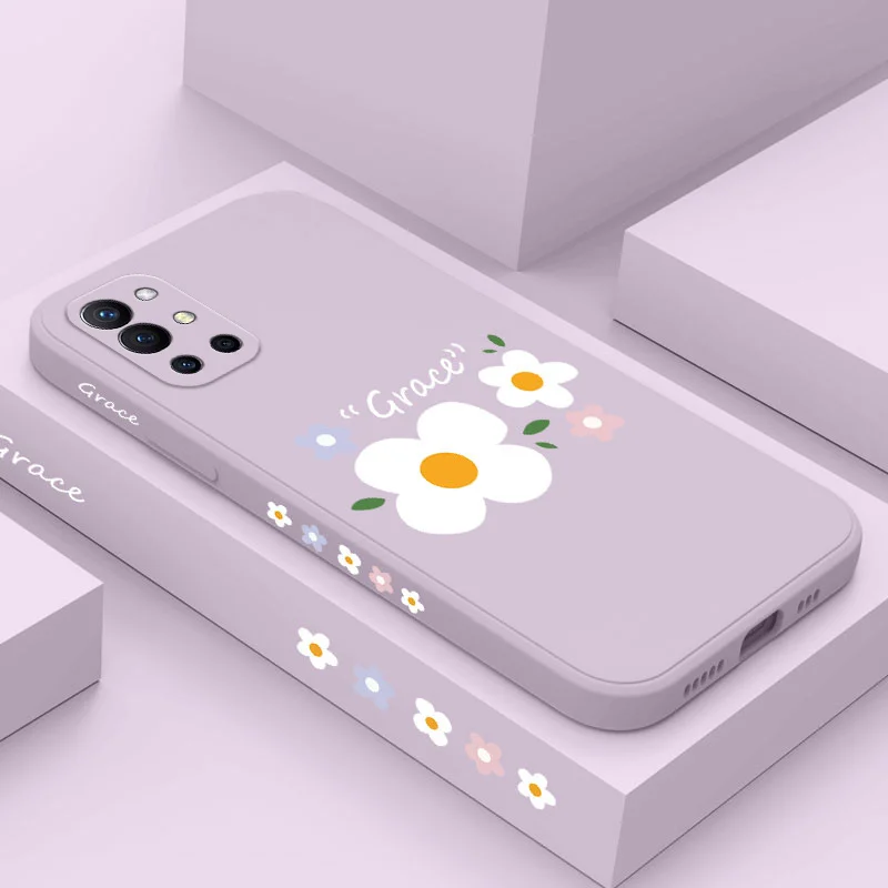 

Elegant Flower Phone Case For Oneplus 9R 9RT 9 8T 8 7 7T Pro 5G Liquid Silicone Cover