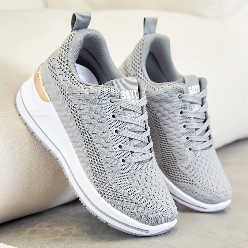 

Shoes Women's 2022 Summer New Flying Woven Thick-soled Inner Heightening Women's Shoes Casual Sports Shoes Platform Shoes