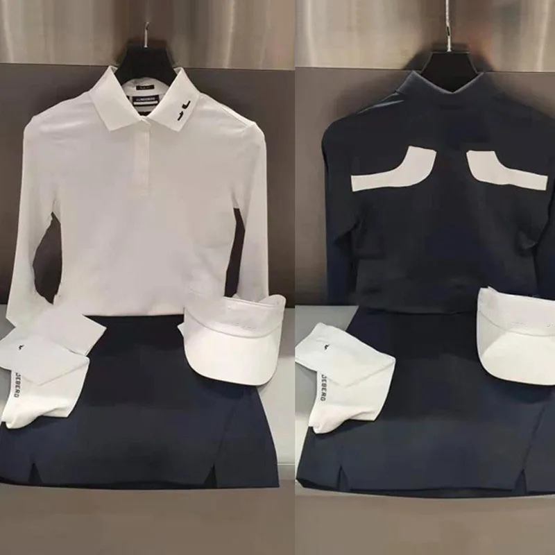 

Женская футболка с отложным воротником и длинным рукавом, короткая юбка-костюм для игры в гольф, теннисные и Бадминтонные брюки с защитой от прогулок, весна и осень, 2023