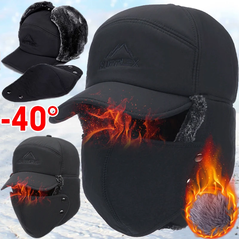

2023 Winter Warm Thicken Faux Fur Bomber Hat Men Women Earflap Cap Ski Soft Thermal Bonnets Hats Caps for Extreme Cold Weather