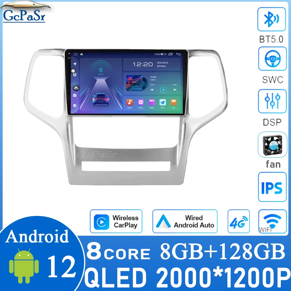 

Car Radio Autoradio Android 12 For Jeep Grand Cherokee 2008 - 2013 Multimedia Player Carplay WIFI DSP Radio 2 Din