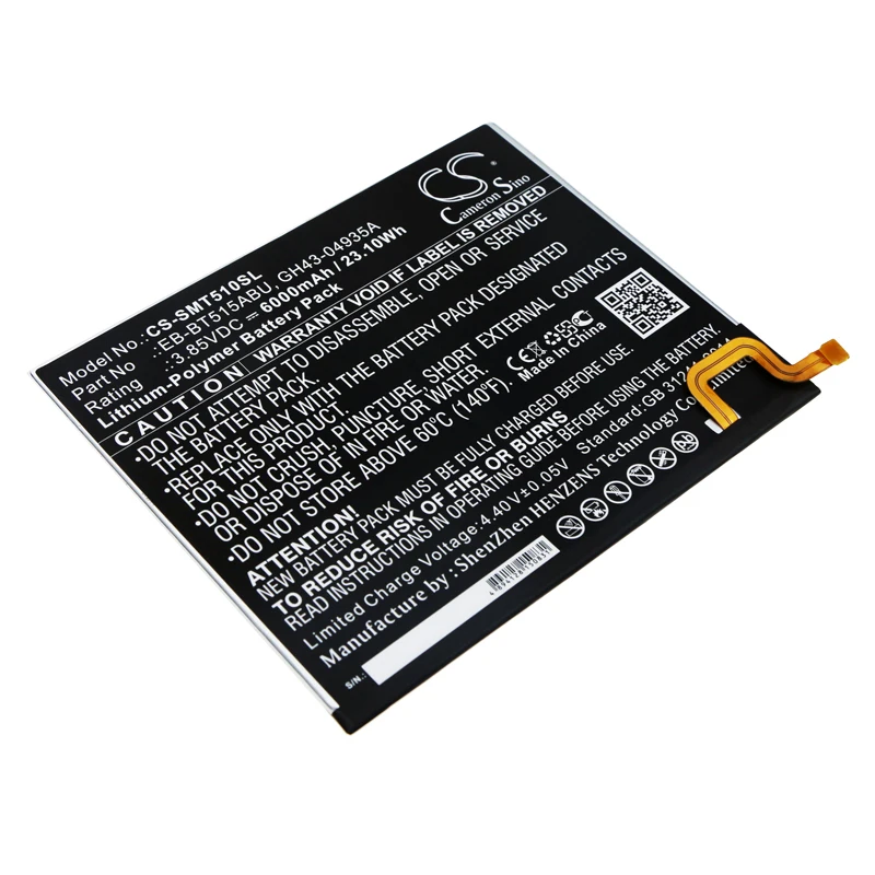 

Cameron Sino Battery For Samsung EB-BT515ABU Galaxy Tab A 10.1 2019,Galaxy Tab A 2019,SM-T510 6000mAh / 23.10Wh