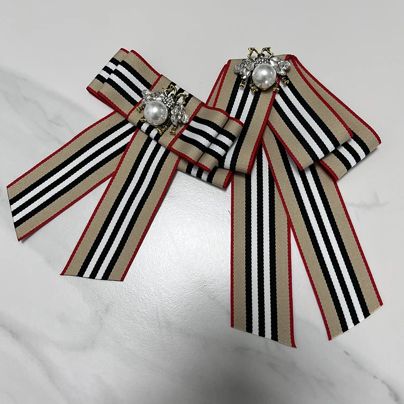 Женская Винтажная брошь в полоску с жемчугом