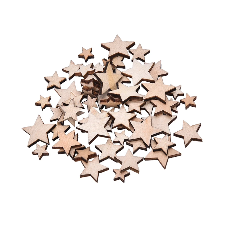 

100Pcs/bag DIY Romatic Style Wood Star Chipboard For Diy Flatback Jewelry Findings