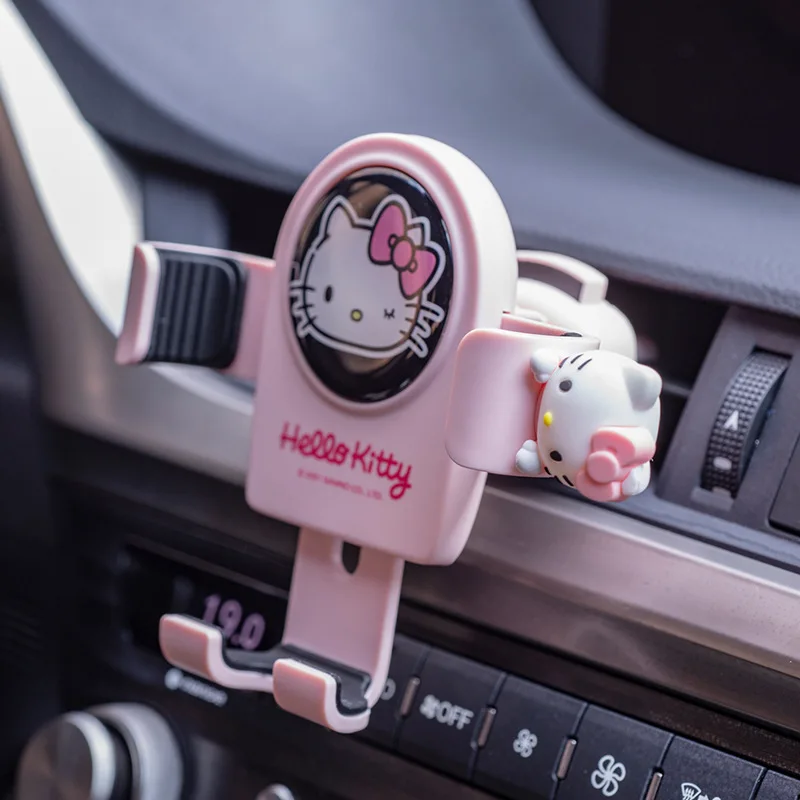 

Kawaii Sanrioed Anime series HelloKitty gravity cell phone bracket car air outlet Install fixed Multifunction bracket accessorie