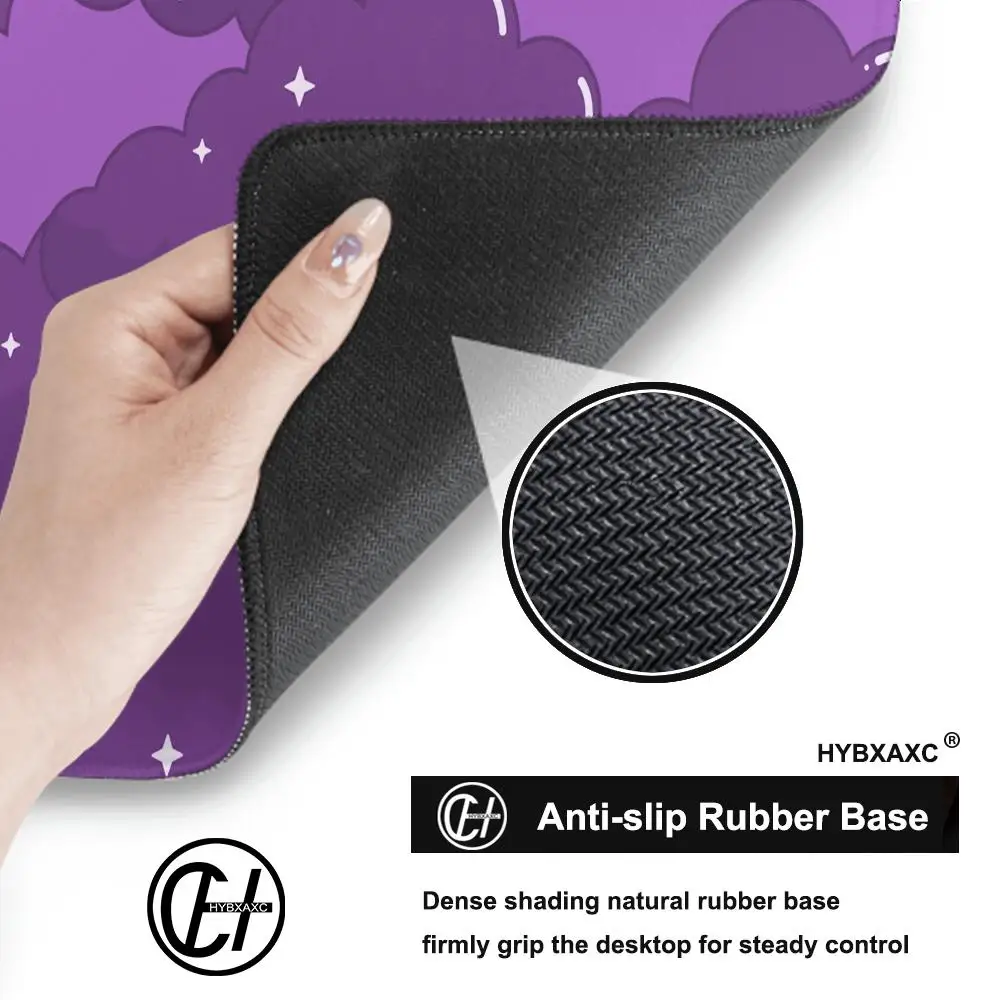 Японский цветной настольный коврик с розовыми облаками игровой для мыши черный