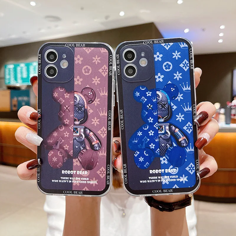 

TFINE Suitable for iPhone13Promax Phone Case Mechanical Bear iPhone12 Transparent 14pro Internet Celebrity 11max Protective Case