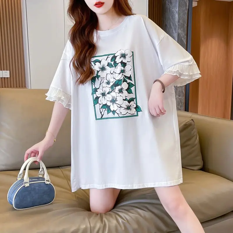 Футболка женская с коротким рукавом свободная однотонная Модная рубашка