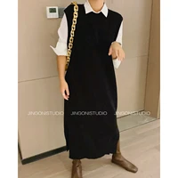 2022 womens midi maxi long sleeveless sweater dress za woman pullover y2k party casual dresses female clothes sexy tunics vest