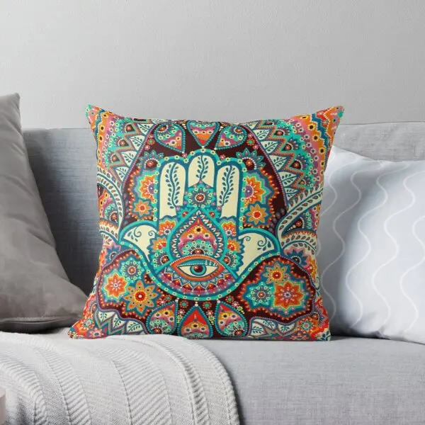 

Hamsa Hand Printing Throw Pillow Cover Sofa Bedroom Waist Car Square Comfort Decor Anime Bed Case Home Pillows not include