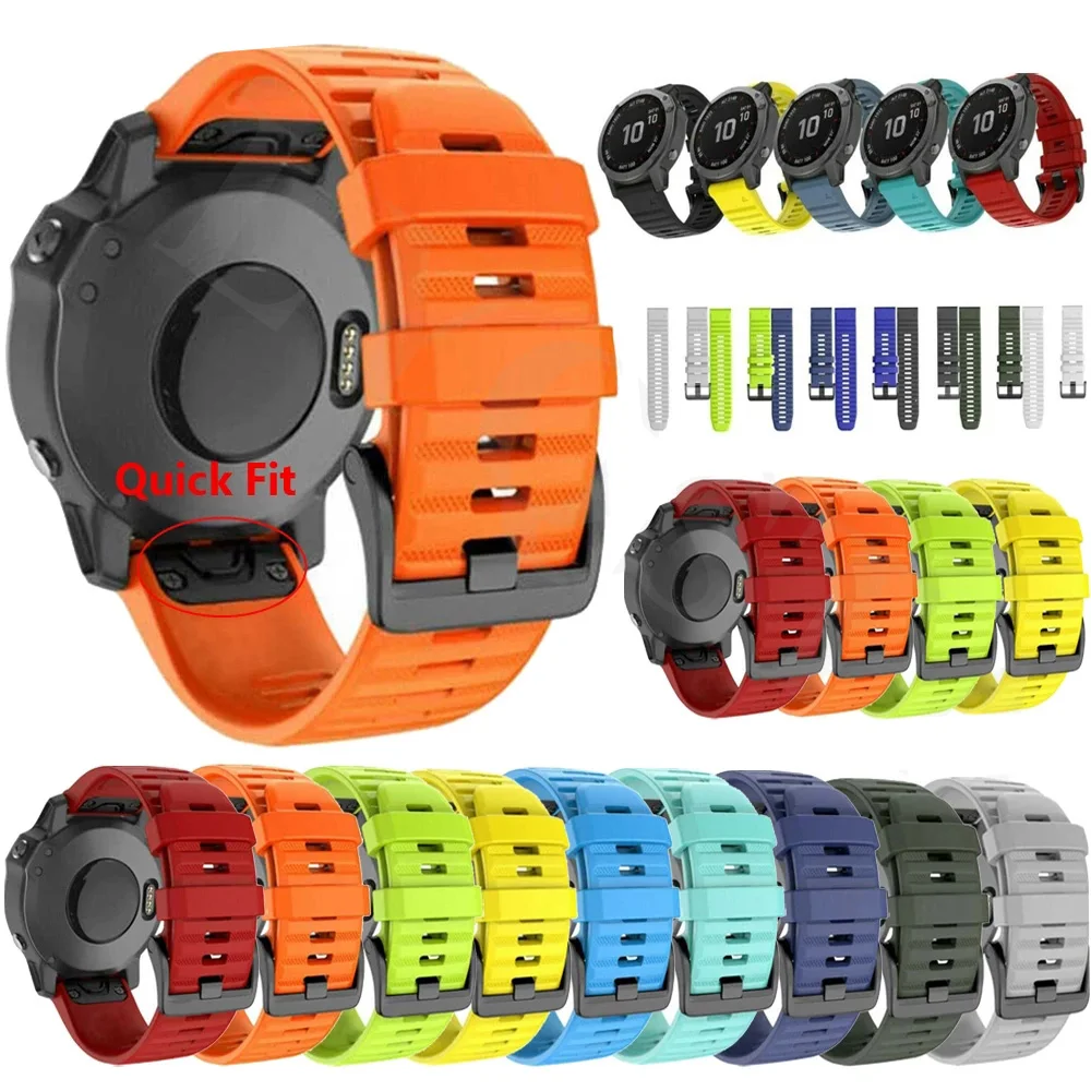 

For Garmin Fenix 6 6S 6X 5X 5 5S 3 3HR Enduro Forerunner 935 945 Quick Release Silicone Strap For Garmin Fenix 7 7S 7X Bracelet