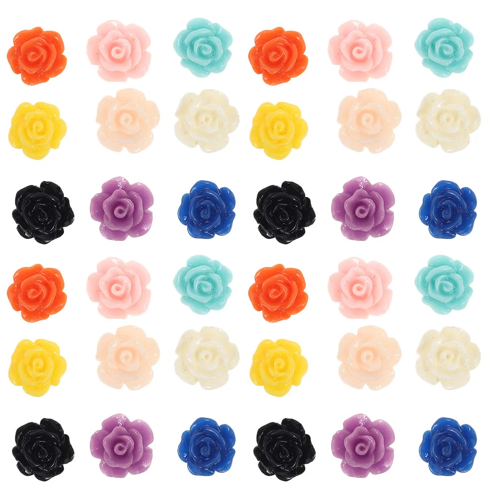 

100 Pcs Resin Rose Button Earrings Flower Design Charm Necklace DIY Amulet Jewelry Pendants Materials Adorable Making
