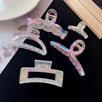 large temperament acrylic hair claw clamps laser colorful flower bling shark clip hair accessories for women girls gift