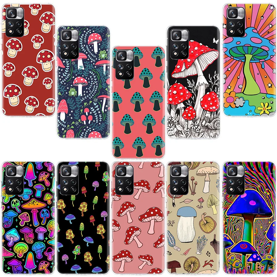 

Rainbow Mushrooms Phone Case For Xiaomi Poco X4 GT X3 NFC X5 Pro 5G M5 M5S M4 M3 Note 10 Lite Mi A1 A2 A3 F3 F2 F1 Cover Coque F