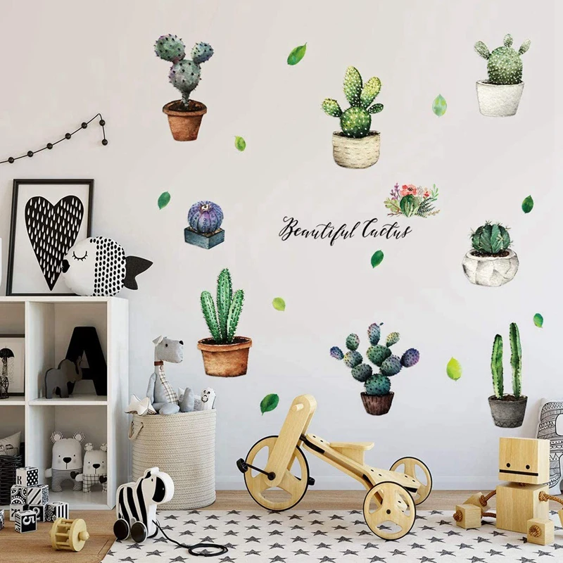 Декоративные настенные Стикеры с кактусами креативные наклейки на стену для