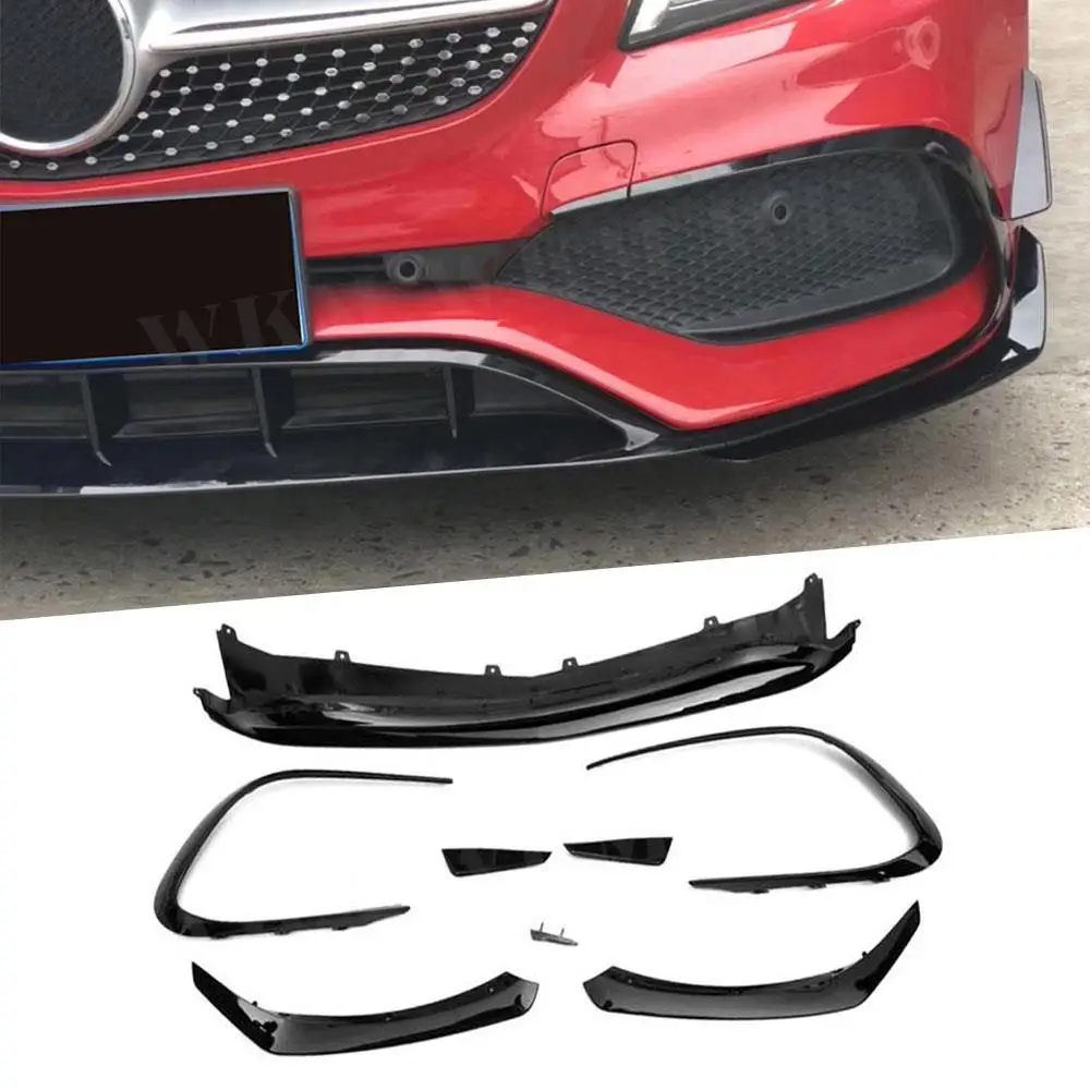 

Передний спойлер из АБС-пластика, Сплиттеры, откидные канаточки для Benz W117 CLA Class CLA45 AMG 2016-2018, отделка переднего бампера, чехлы из углеродного волокна