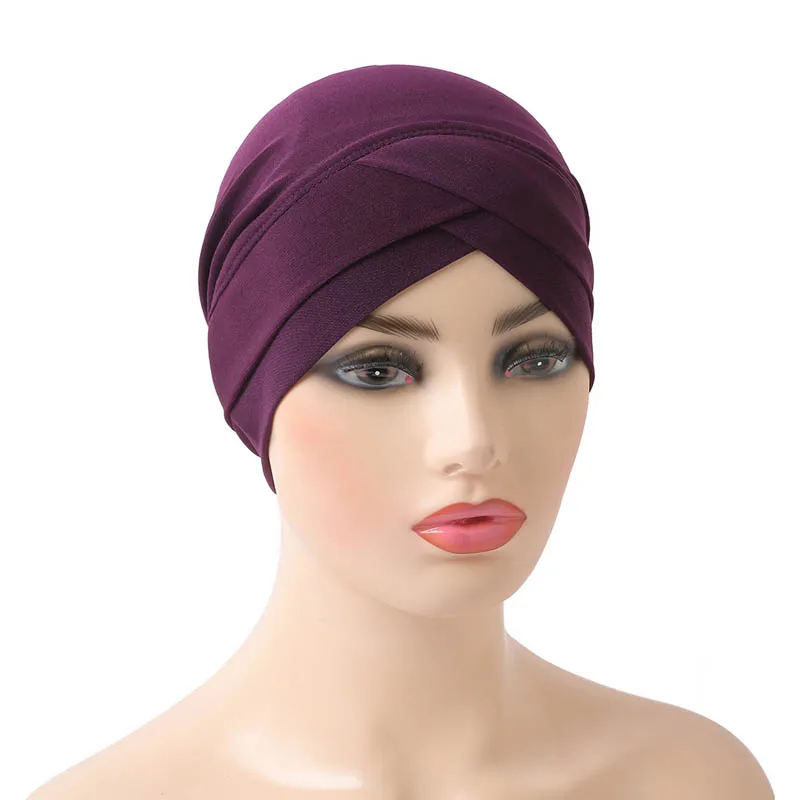 

High Quality Criss Cross Muslim Hijab Inner Hat Underscarf Pull on Islamic Scarf Turban Caps Full Headcover Women Headwrap