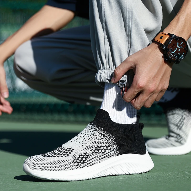 Super Men's Shoes Lace-Up Mesh Men's Casual Shoes Light Comfortable Walking Trainers Men's Tennis Breathable Shoes