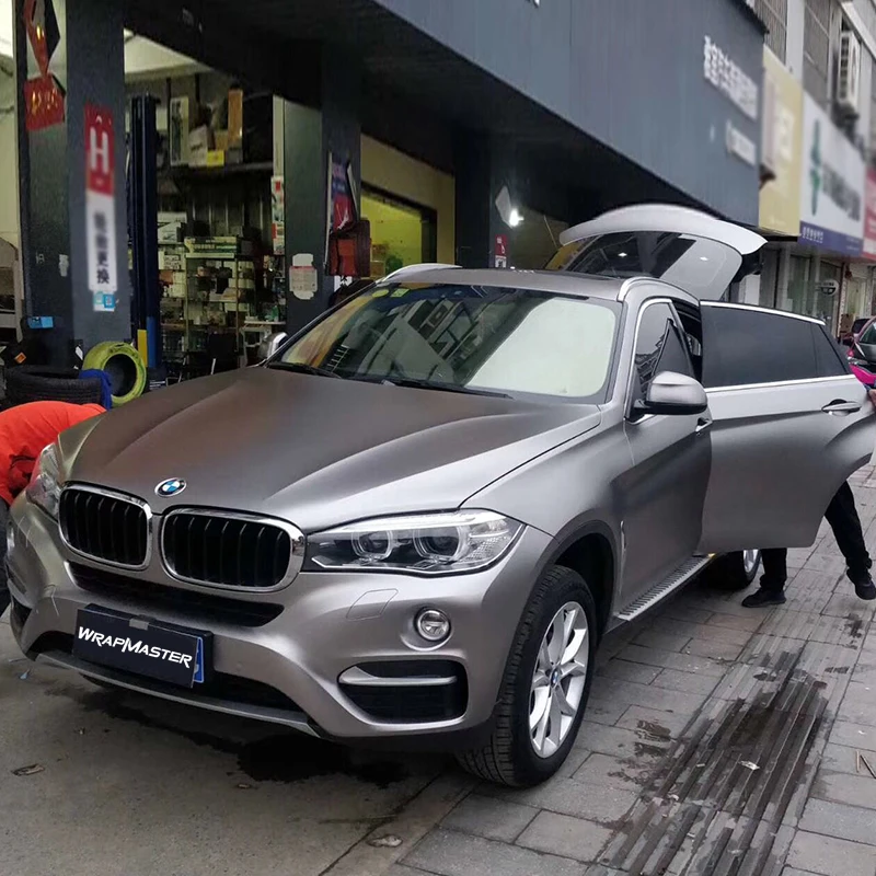 

Satin Metallic Film Car Wrapping Service Race Car Wraps With Air Bubble Titanium Grey