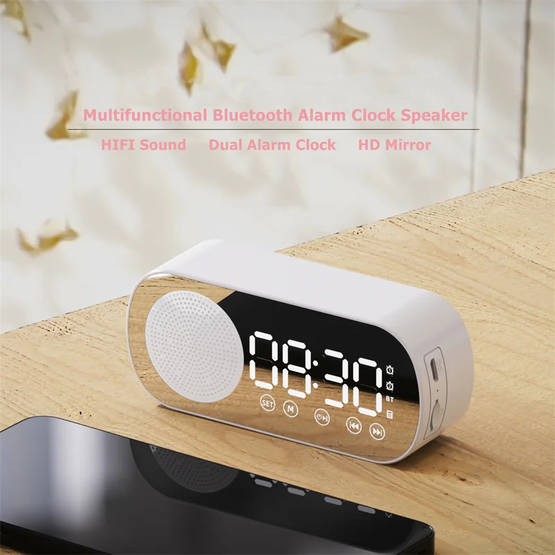 Wireless Speakers Bluetooth Speaker Clock Dual Alarm Support TF Card Soundbar HIFI Music Box Soundbar Altavoz Bluetooth