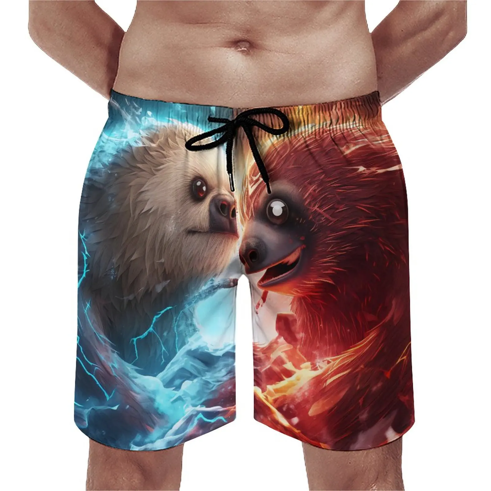 

Sloth Board Shorts Summer 3d Style Yin Yang Style Power Running Beach Shorts Quick Drying Casual Design Oversize Swimming Trunks