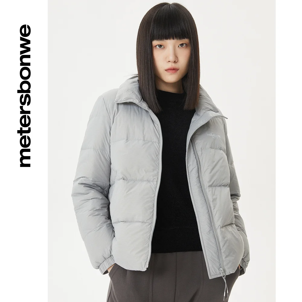 Metersbonwe Women Graphene Fabric Solid Color Warm Down Wear Stand Collar 90%Duck Down Ultralight Thin Early Winter Down Jacket