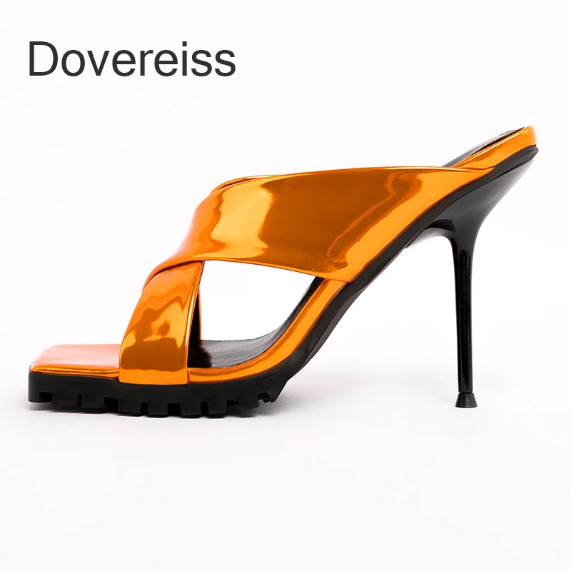 

Dovereiss Fashion Women's Shoes Summer Sexy Orange Consice Blue Green Sexy Elegant Slippers 41 42 43 44 45