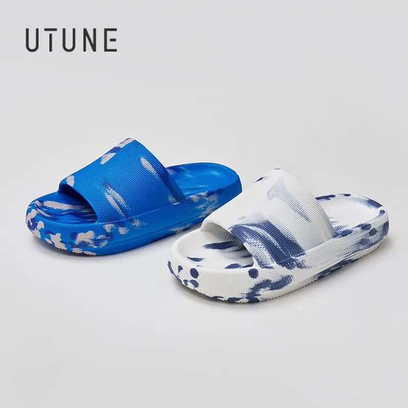

UTUNE Outdoor Sandal Slides For Men Couple Women Splash Ink Summer Outside Shoes Original Camouflage EVA Rubber Sandals Beach