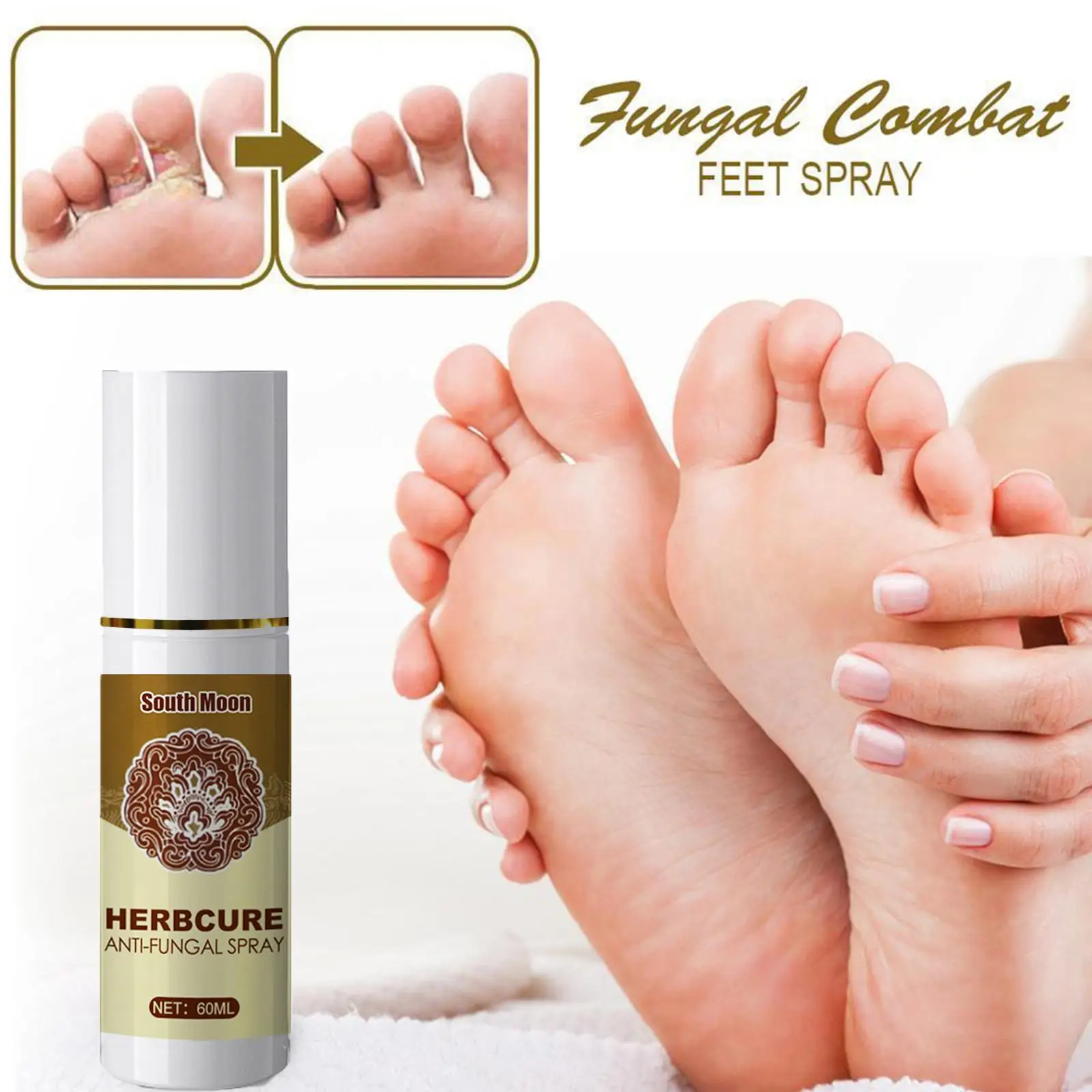 

60ml Herbal Extract Foot Sterilization Spray Infections Athlete's Foot Spray For Beriberi Itch Erosion Peeling Blisters Anti