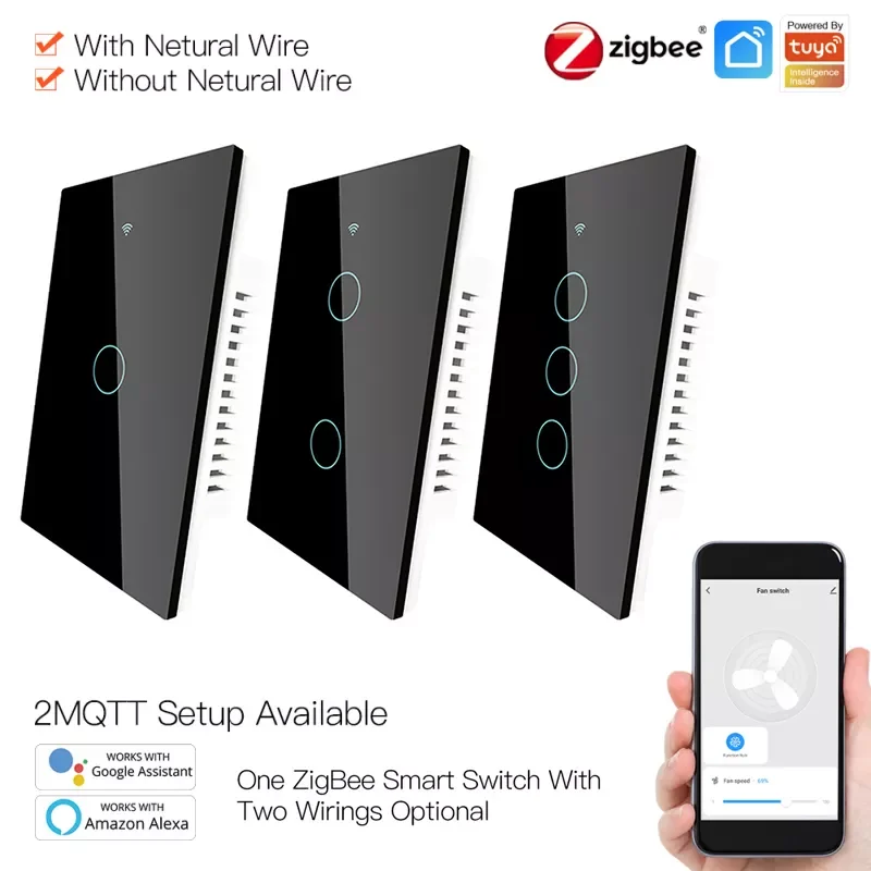 

Zigbee Smart Wireless US Standard 2 Ways Remote Voice Control Touch Light Timer Work With Alexa Home