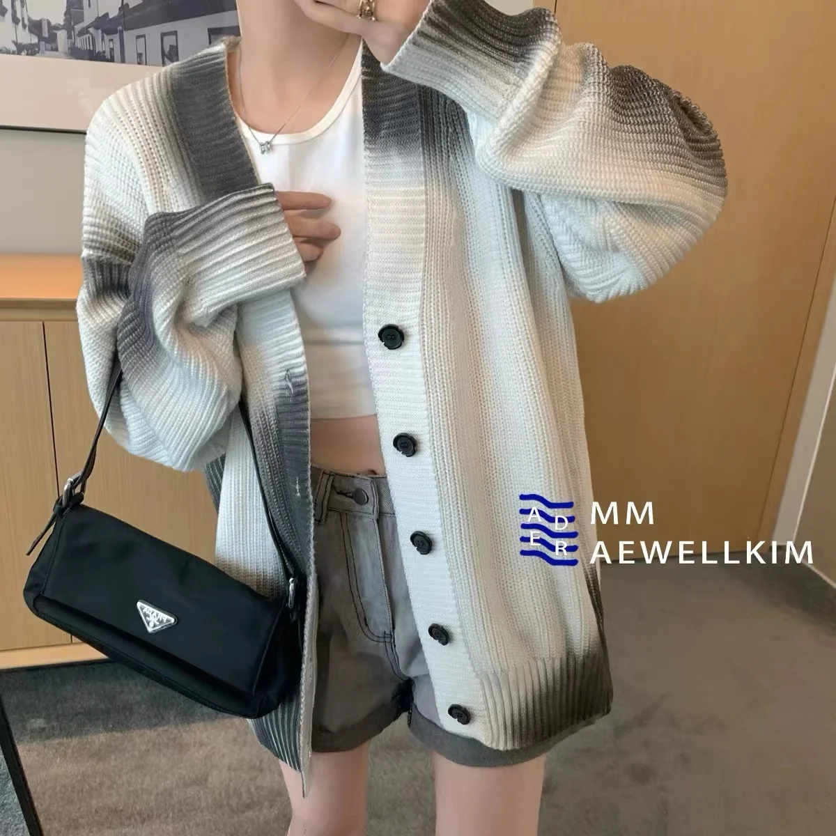 

Ader error tie dyed knitted cardigan for men and women in spring and autumn, high-class feeling, loose and lazy sweater coat