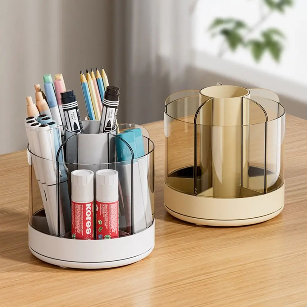 

Capacity 5 Grid Stationery School Students Makeup Brushes Holder Rotatable Pen Holder Pen Organizer Desktop Storage Box