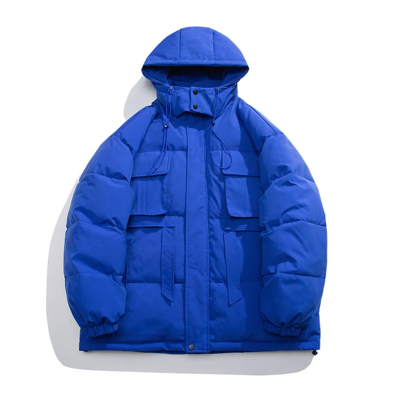 Winter Jacket Men Warm Fashion Multi Pocket Thickened Down Jacket Men Korean Loose Thick Hooded Short Coat Mens Parker M-3XL