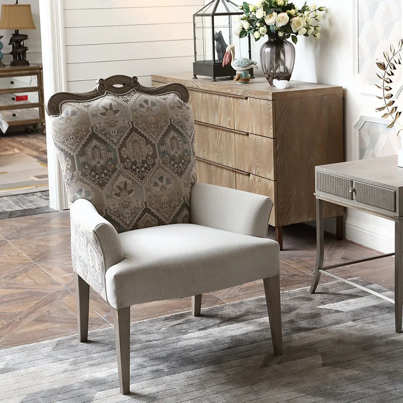 

American Single Sofa So Easy So Beauty Balcony Small Living Room Bedroom Leisure Solid Wood Sofa High Back