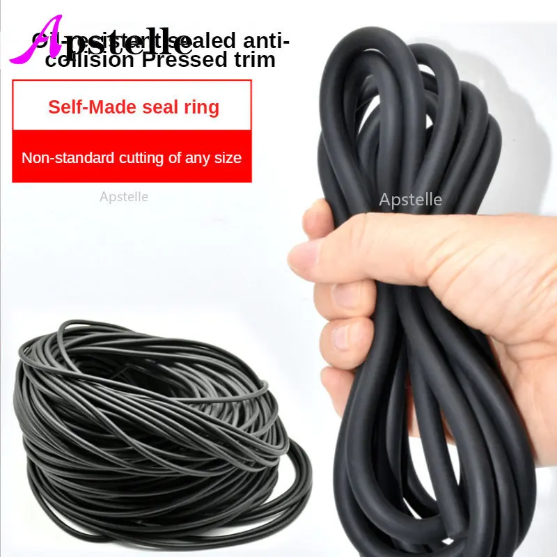 APSTELLE Solid Waterproof Neoprene Rubber NBR Oil-resistant Black Rubber Round Strip Rubber Sealing O-type Solid Cylindrical