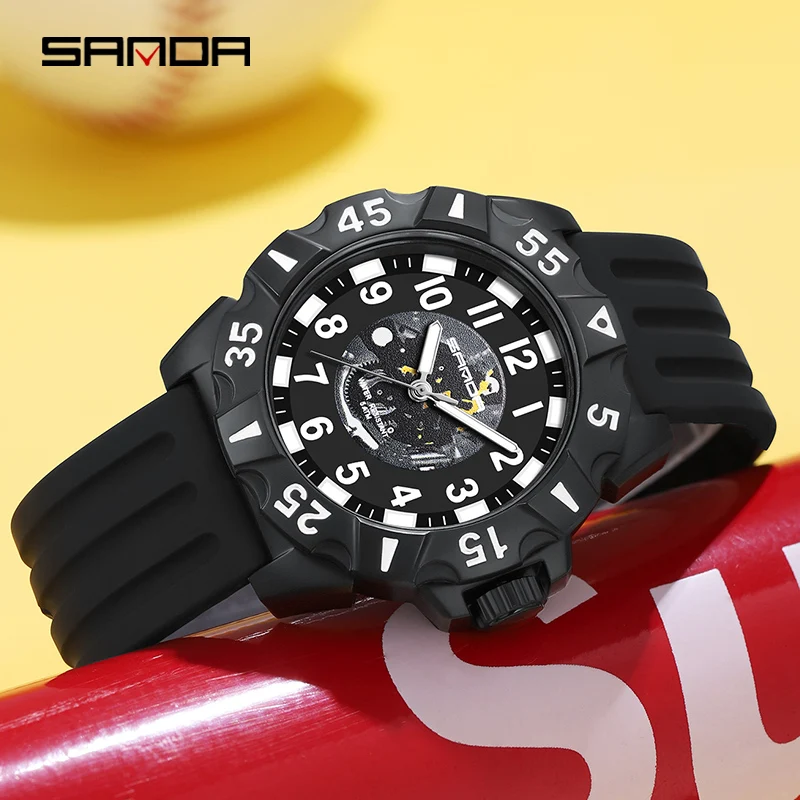 

SANDA Male Quartz Wristwatches Military Sports Silicagel Waterproof Strap Men Watch Fashion Clock Relogio Masculino Reloj Hombre