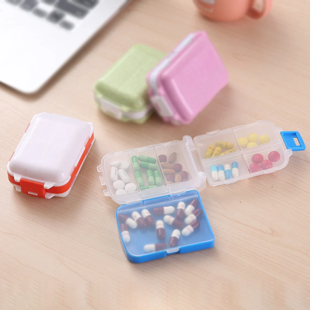 

Pill Box 8 grids Organizer Container Wheat Sealed Family Health Care Drug Travel Divider Weekly tablet Holder Pill Medicine Case