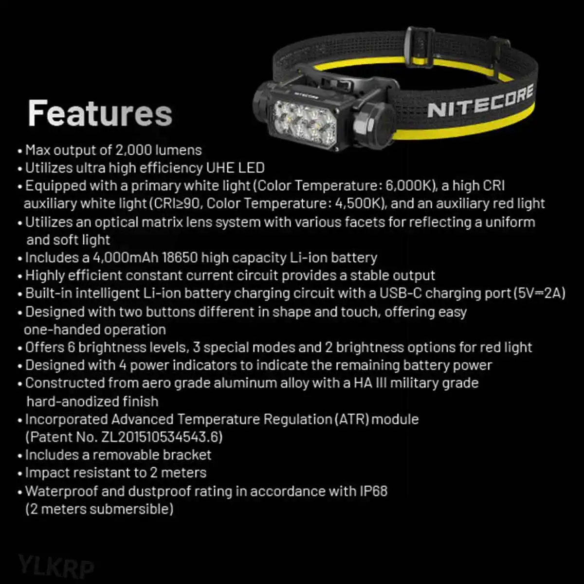 Фары NITECORE HC65 UHE 2000 люмен с расстоянием освещения 222 метров
