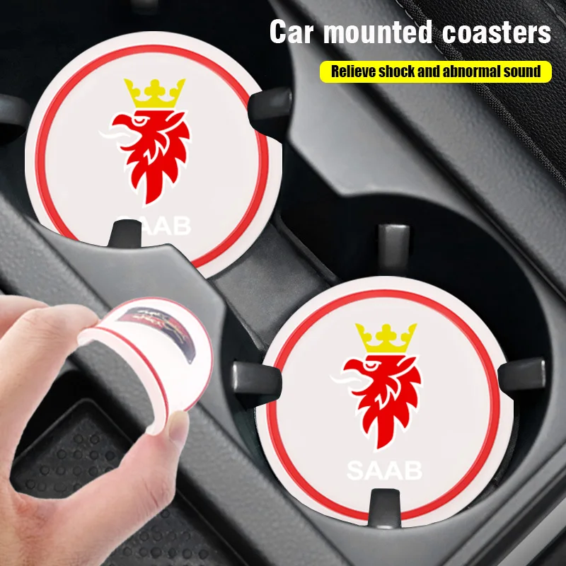 

Car Coasters PVC Transparent Anti Slip Cup Mats for Saab 900 93 95 GT750 93X 9X Turbo Monster Phoenix Sonett 9-5 9-3 Accessories