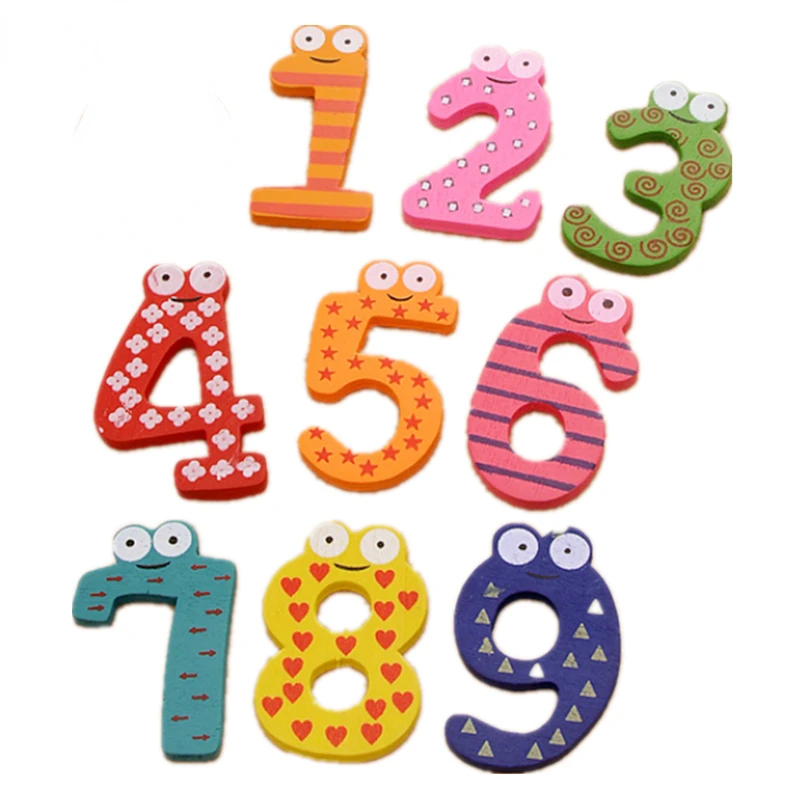 

10pcs Wooden Educational Kids Toys for Children Montessori Baby Number Refrigerator Fridge Magnetic Figure Stick Mathematics
