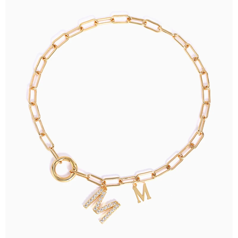 Женская короткая цепь в стиле панк толстая хип-хоп с буквой M корейская бижутерия