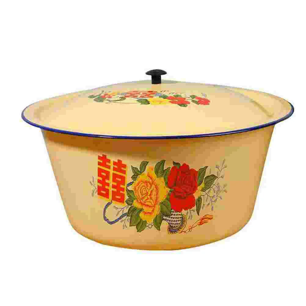 

Bowl Enamel Bowls Basin Soup Pot Mixing Salad Serving Enamelwarevintage Metalenamels Noodles Kitchen Lid Cooking Fruit Round