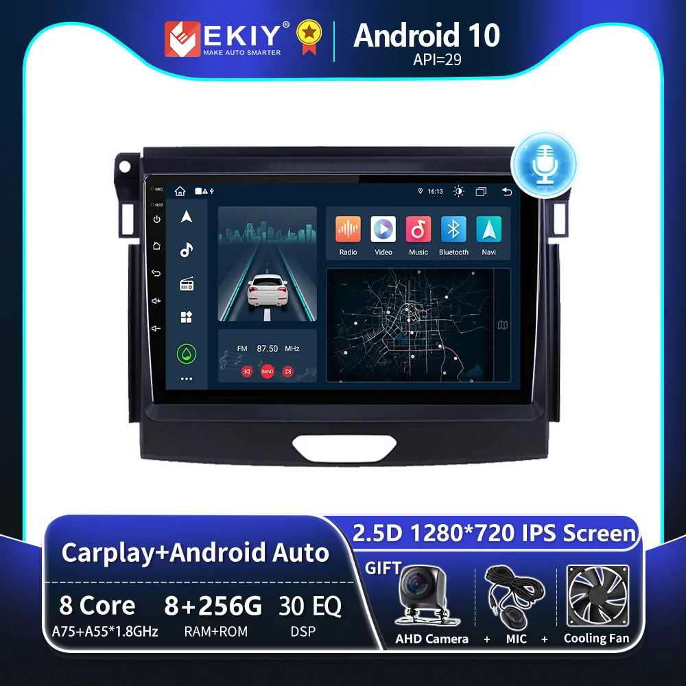 

EKIY T8 8G 256G For Ford Everest Ranger 2015-2018 Stereo Car Radio GPS Multimedia Video Player Navigation Android Auto RDS 2Din