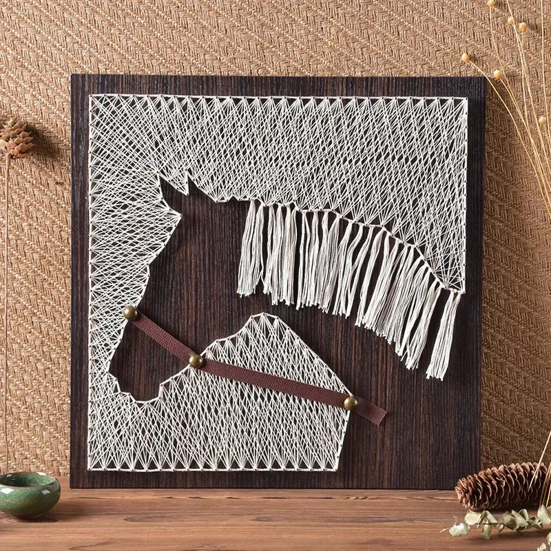 

Horse Nail Line Painting Diy Handmade Nail Winding Wire Painting String Painting Three-Dimensional Material Creative Custom