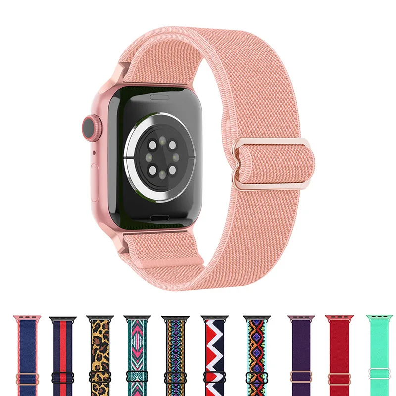 

Ремешок нейлоновый для смарт-часов Apple Watch iWatch 6 SE 5 4 3 38 мм 40 мм 42 мм 44 мм, мягкий и приятный для кожи Регулируемый Браслет