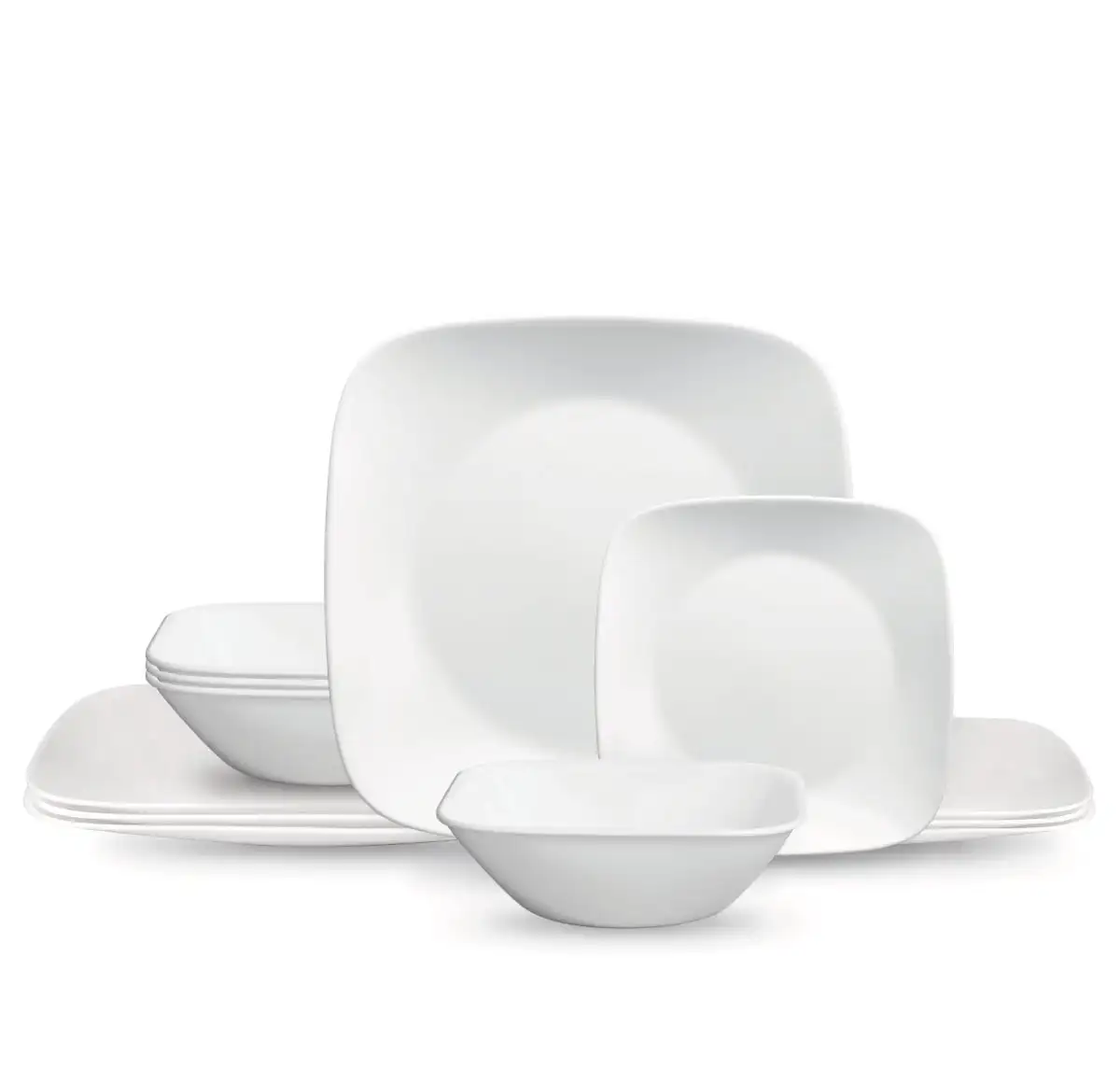 

Classic Pure White Square 12-Piece Dinnerware Set - Timeless Elegance